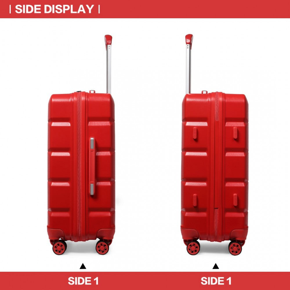 K2292L - KONO LIGHTWEIGHT HARD SHELL ABS SUITCASE WITH TSA LOCK AND VANITY CASE 4 PIECE SET - RED - The Baggage Shop