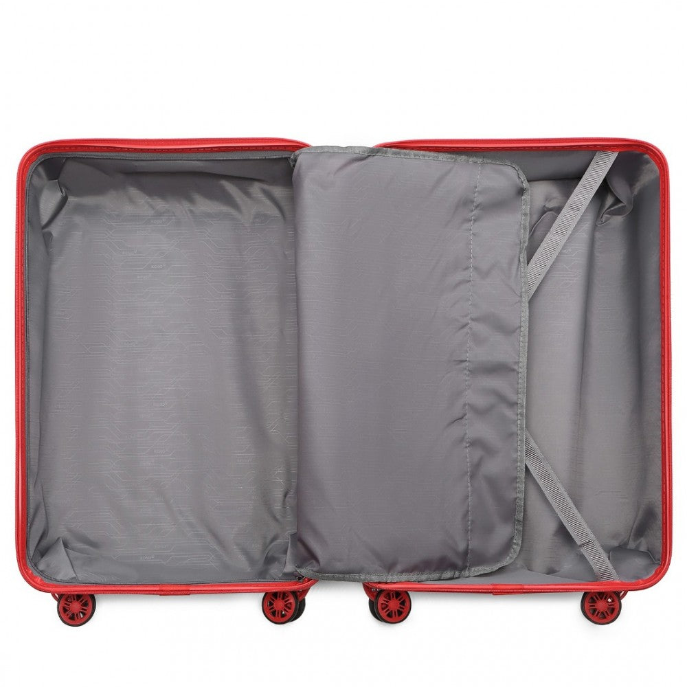K2292L - KONO LIGHTWEIGHT HARD SHELL ABS SUITCASE WITH TSA LOCK AND VANITY CASE 4 PIECE SET - RED - The Baggage Shop
