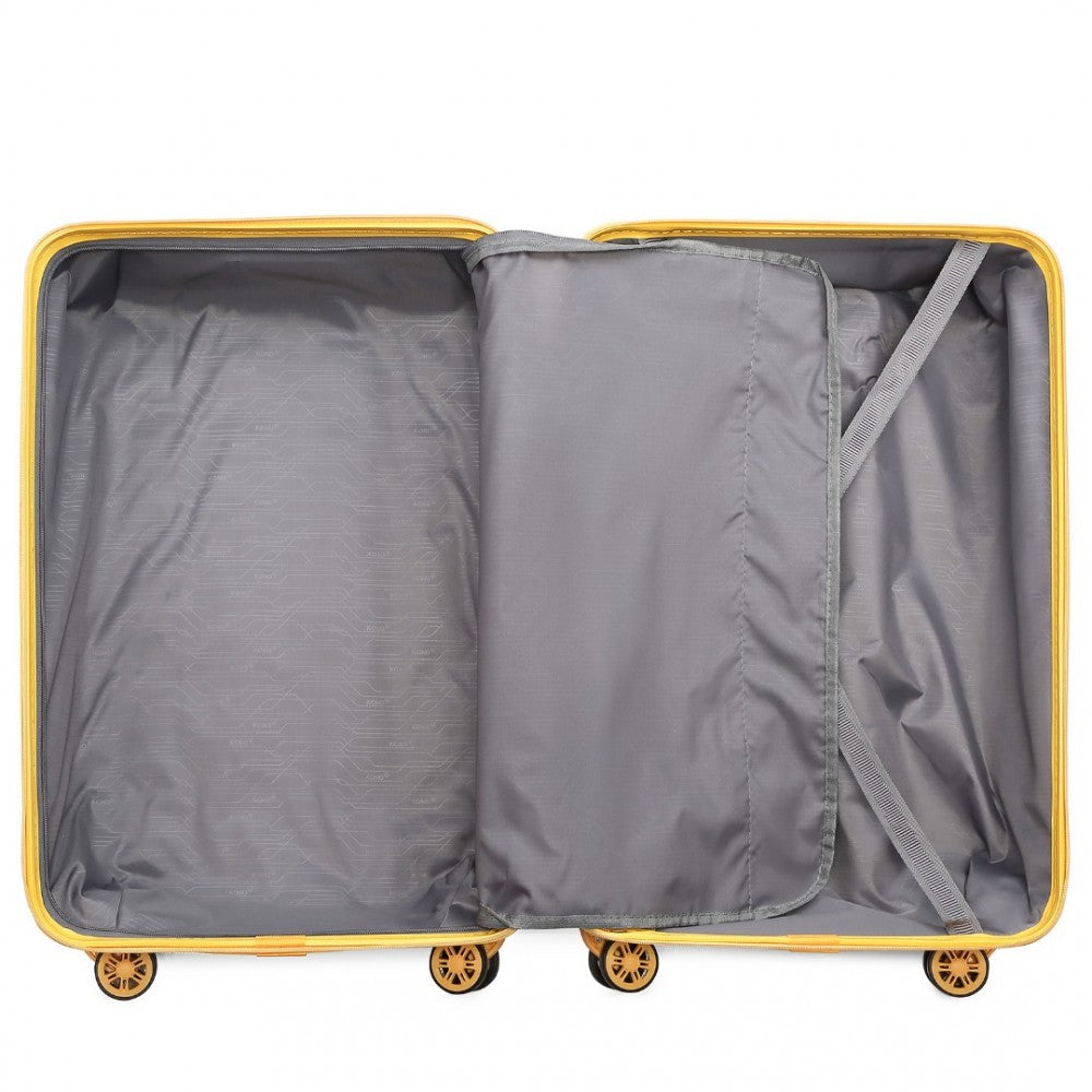 K2292L - KONO LIGHTWEIGHT HARD SHELL ABS SUITCASE WITH TSA LOCK AND VANITY CASE 4 PIECE SET - YELLOW - The Baggage Shop