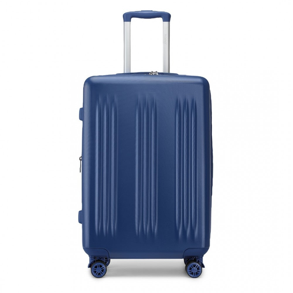 KSK2483 - KONO 24 INCH SLEEK STRIPED CHECK-IN SUITCASE EXPANDABLE DURABLE ABS+PC LUGGAGE WITH FOUR SPINNER WHEELS TSA LOCK - NAVY - The Baggage Shop