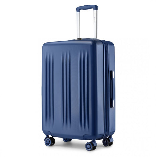 KSK2483 - KONO 24 INCH SLEEK STRIPED CHECK-IN SUITCASE EXPANDABLE DURABLE ABS+PC LUGGAGE WITH FOUR SPINNER WHEELS TSA LOCK - NAVY - The Baggage Shop