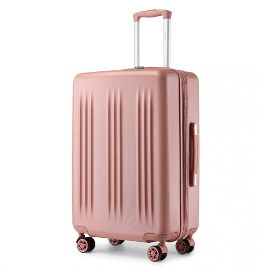KSK2483 - KONO 24 INCH SLEEK STRIPED CHECK-IN SUITCASE EXPANDABLE DURABLE ABS+PC LUGGAGE WITH FOUR SPINNER WHEELS TSA LOCK - NUDE - The Baggage Shop