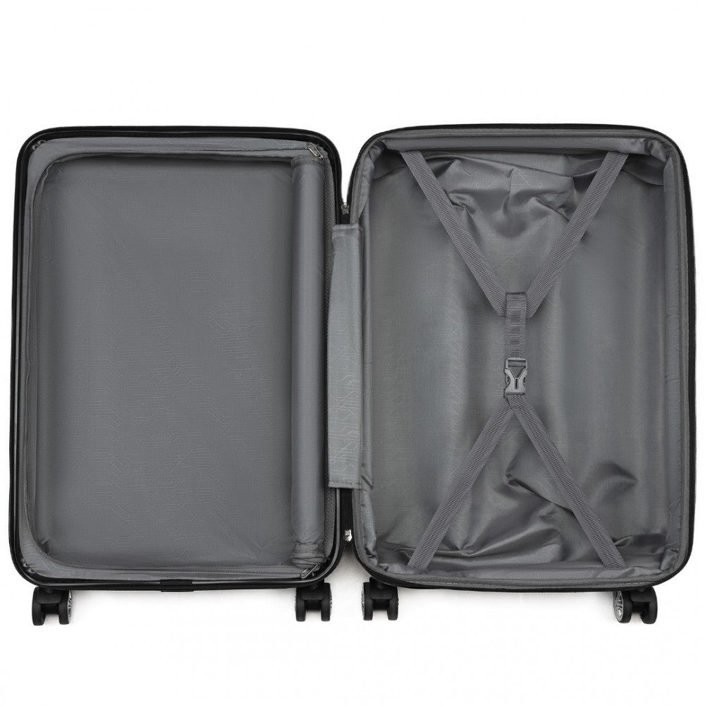 KSK2483 - KONO 28 INCH SLEEK STRIPED CHECK-IN SUITCASE EXPANDABLE DURABLE ABS+PC LUGGAGE WITH FOUR SPINNER WHEELS TSA LOCK - BLACK - The Baggage Shop