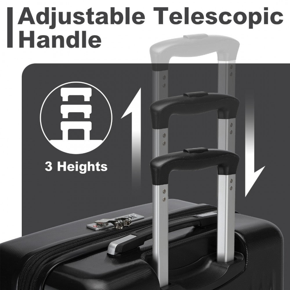 KSK2483 - KONO 28 INCH SLEEK STRIPED CHECK-IN SUITCASE EXPANDABLE DURABLE ABS+PC LUGGAGE WITH FOUR SPINNER WHEELS TSA LOCK - BLACK - The Baggage Shop
