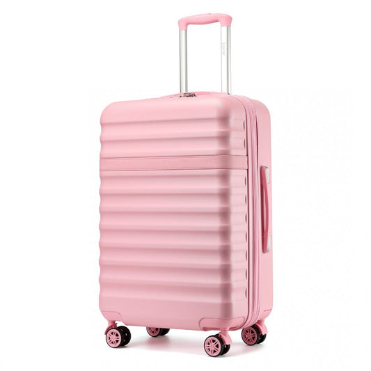 KSK2484 - KONO 24 INCH EXPANDABLE LIGHTWEIGHT HARD SHELL ABS+PC CHECK-IN SUITCASE WITH TSA LOCK IDEAL FOR EXTENDED TRIPS AND SECURE TRAVEL - PINK - The Baggage Shop