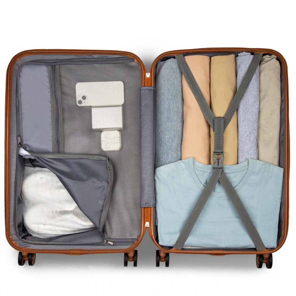 KSK2486 - KONO STYLISH ABS+PC 28 INCH POLKA DOT HARD SHELL SUITCASE WITH TSA LOCK - NAVY AND BROWN - The Baggage Shop
