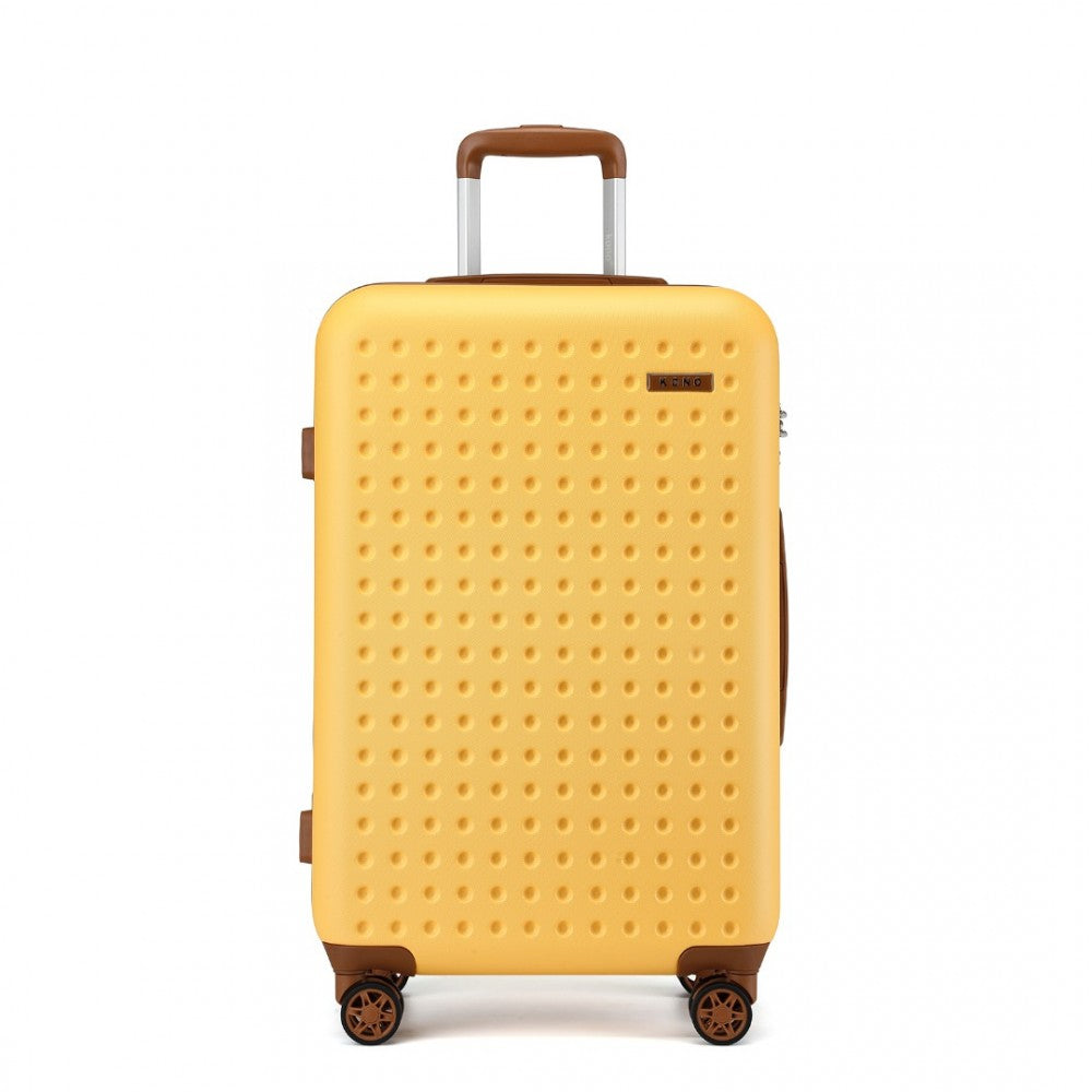 KSK2486 - KONO STYLISH ABS+PC 28 INCH POLKA DOT HARD SHELL SUITCASE WITH TSA LOCK - YELLOW AND BROWN - The Baggage Shop