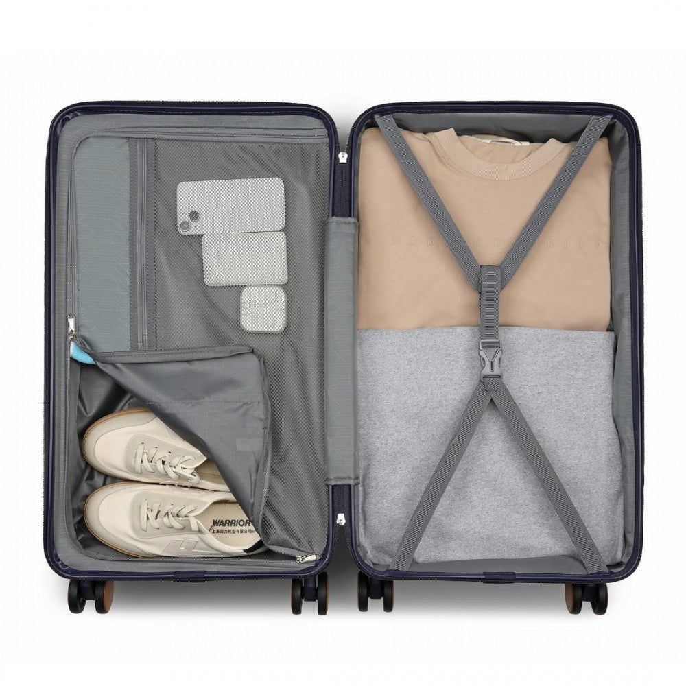 KSK2488 - KONO 24 INCH PREMIUM HARD SHELL CHECK-IN SUITCASE DURABLE ABS AND PC WITH TSA LOCK AND MULTI-HANDLE DESIGN FOR EFFORTLESS TRAVEL - NAVY AND BROWN - The Baggage Shop