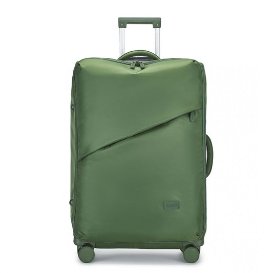 KSK2491 - KONO 20 INCH LIGHTWEIGHT SOFT SHELL CARRY ON CABIN SIZE SUITCASE WITH TSA LOCK AND SEPARATE WET/DRY COMPARTMENT - GREEN - The Baggage Shop