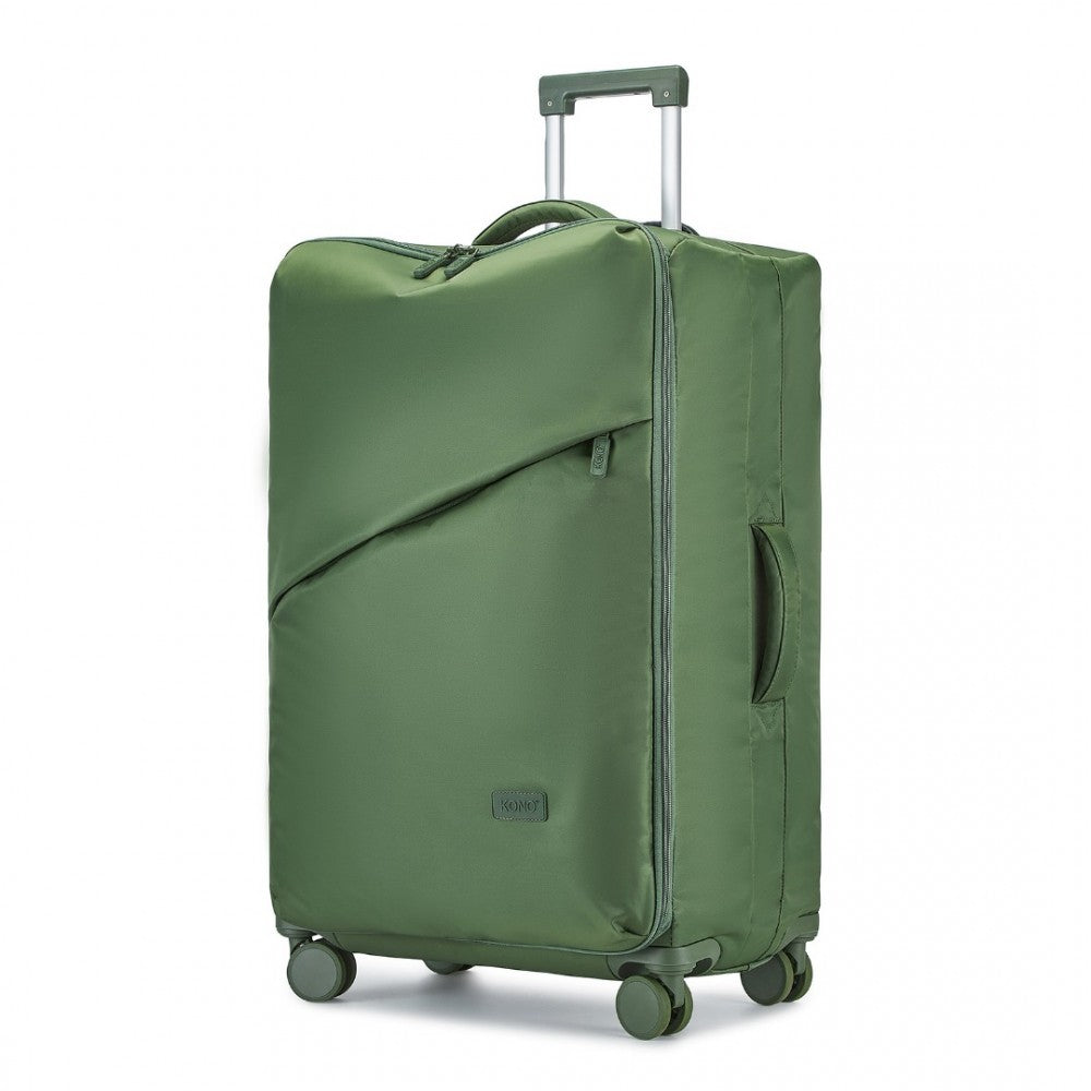 KSK2491 - KONO 20 INCH LIGHTWEIGHT SOFT SHELL CARRY ON CABIN SIZE SUITCASE WITH TSA LOCK AND SEPARATE WET/DRY COMPARTMENT - GREEN - The Baggage Shop