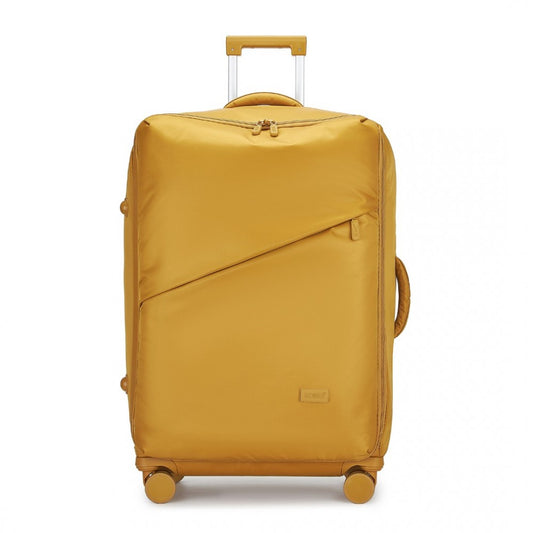 KSK2491 - KONO 20 INCH LIGHTWEIGHT SOFT SHELL CARRY ON CABIN SIZE SUITCASE WITH TSA LOCK AND SEPARATE WET/DRY COMPARTMENT - YELLOW - The Baggage Shop
