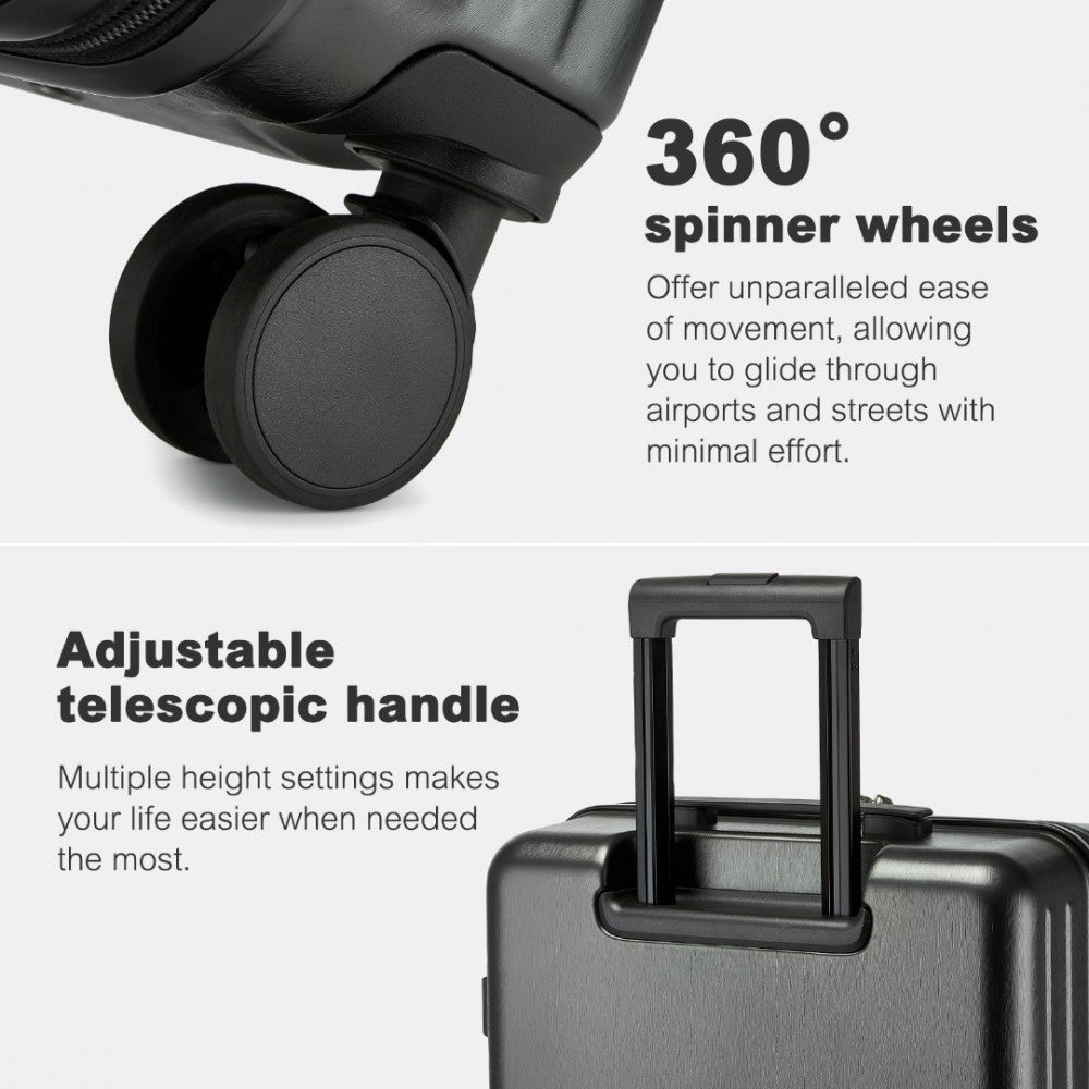 KSK2493 - KONO DURABLE 24 INCH ABS+PC HARDSHELL SUITCASE WITH TSA LOCK LIGHTWEIGHT TRAVEL LUGGAGE WITH 360° SPINNER WHEELS - GREY - The Baggage Shop