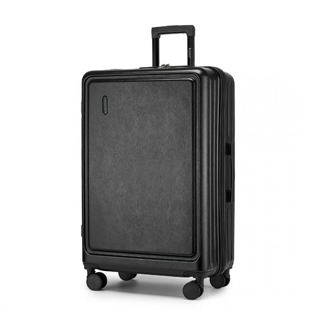 KSK2493 - KONO DURABLE 28 INCH ABS+PC HARDSHELL SUITCASE WITH TSA LOCK LIGHTWEIGHT TRAVEL LUGGAGE WITH 360° SPINNER WHEELS - BLACK - The Baggage Shop