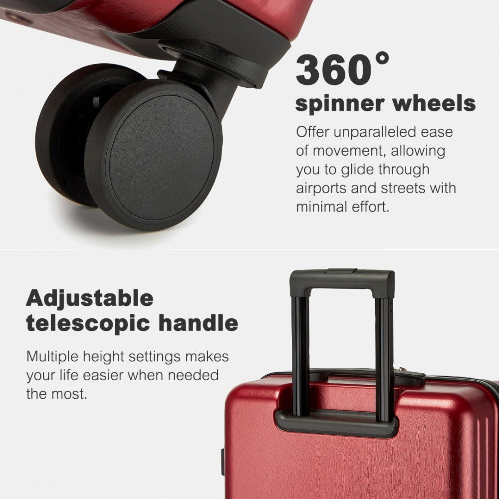 KSK2493 - KONO DURABLE 28 INCH ABS+PC HARDSHELL SUITCASE WITH TSA LOCK LIGHTWEIGHT TRAVEL LUGGAGE WITH 360° SPINNER WHEELS - BURGUNDY - The Baggage Shop
