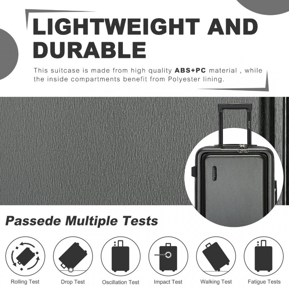 KSK2493 - KONO DURABLE 28 INCH ABS+PC HARDSHELL SUITCASE WITH TSA LOCK LIGHTWEIGHT TRAVEL LUGGAGE WITH 360° SPINNER WHEELS - GREY - The Baggage Shop