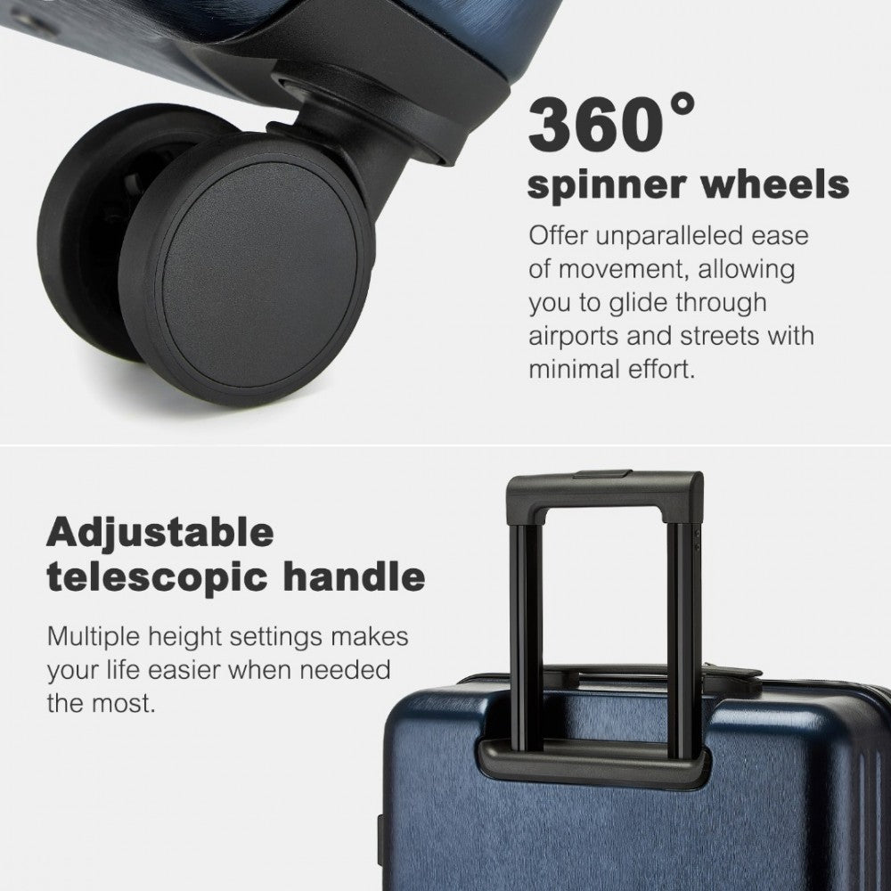 KSK2493 - KONO DURABLE 28 INCH ABS+PC HARDSHELL SUITCASE WITH TSA LOCK LIGHTWEIGHT TRAVEL LUGGAGE WITH 360° SPINNER WHEELS - NAVY - The Baggage Shop