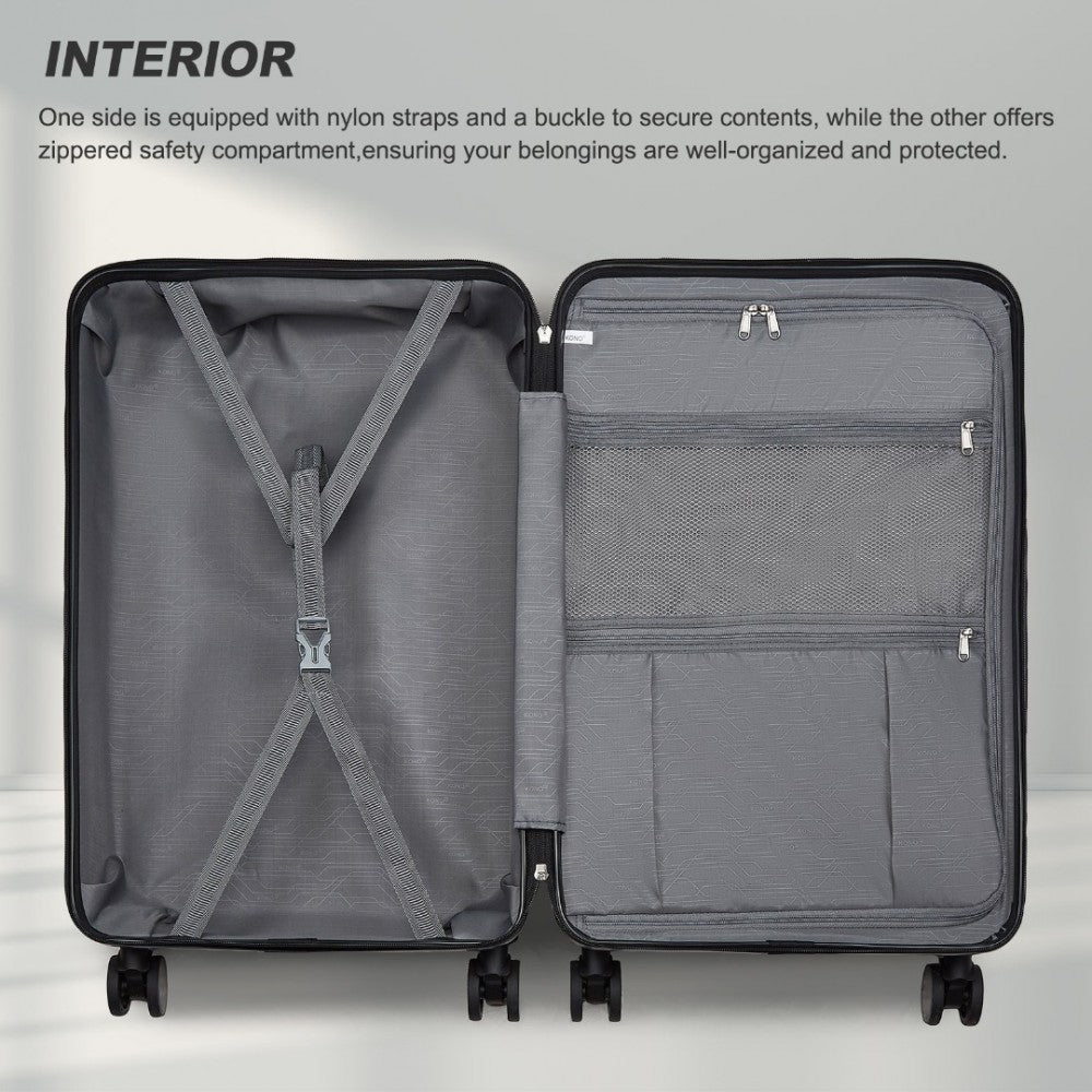 KSK2493 - KONO DURABLE 28 INCH ABS+PC HARDSHELL SUITCASE WITH TSA LOCK LIGHTWEIGHT TRAVEL LUGGAGE WITH 360° SPINNER WHEELS - NAVY - The Baggage Shop