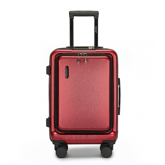 KSK2493 - KONO DURABLE ABS+PC 20 INCH CARRY-ON HARDSHELL SUITCASE WITH TSA LOCK & FRONT LAPTOP COMPARTMENT - BURGUNDY - The Baggage Shop