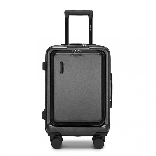 KSK2493 - KONO DURABLE ABS+PC 20 INCH CARRY-ON HARDSHELL SUITCASE WITH TSA LOCK & FRONT LAPTOP COMPARTMENT - GREY - The Baggage Shop