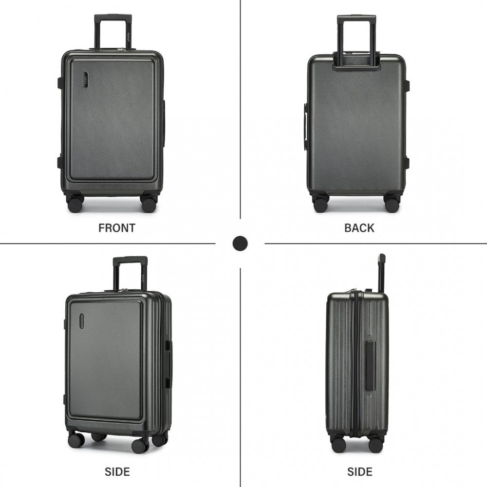 KSK2493 - KONO DURABLE ABS+PC 20 INCH CARRY-ON HARDSHELL SUITCASE WITH TSA LOCK & FRONT LAPTOP COMPARTMENT - GREY - The Baggage Shop