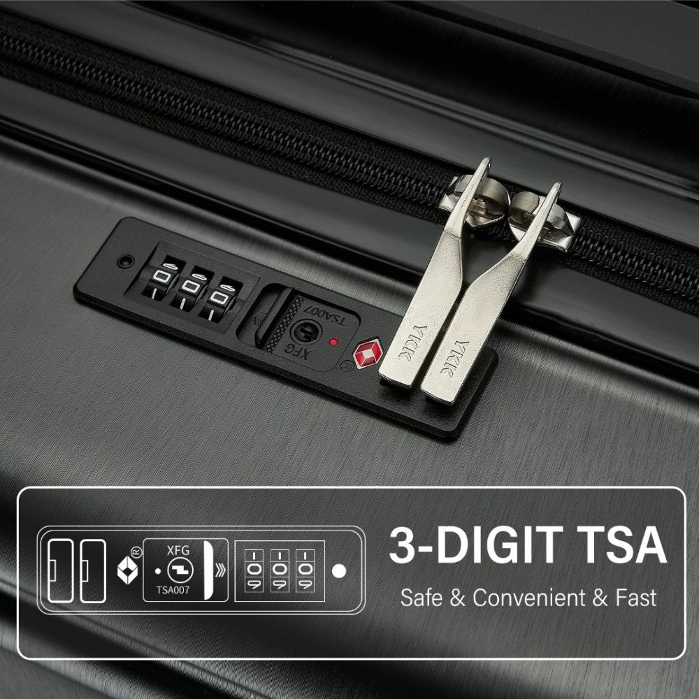 KSK2493 - KONO DURABLE ABS+PC 20 INCH CARRY-ON HARDSHELL SUITCASE WITH TSA LOCK & FRONT LAPTOP COMPARTMENT - GREY - The Baggage Shop