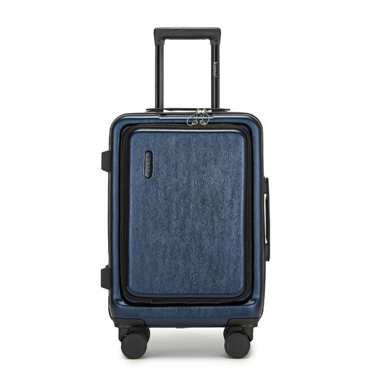 KSK2493 - KONO DURABLE ABS+PC 20 INCH CARRY-ON HARDSHELL SUITCASE WITH TSA LOCK & FRONT LAPTOP COMPARTMENT - NAVY - The Baggage Shop