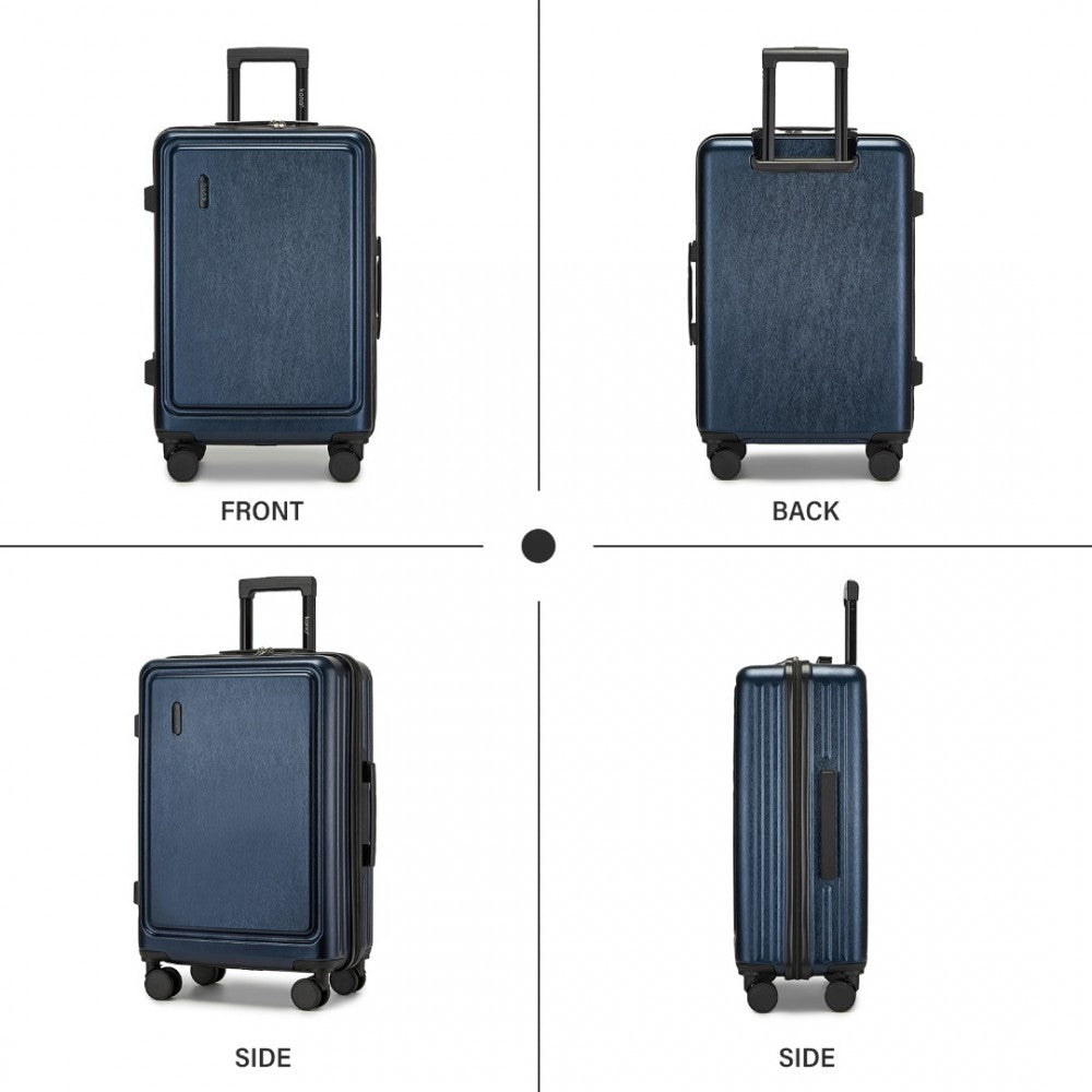 KSK2493 - KONO DURABLE ABS+PC 20 INCH CARRY-ON HARDSHELL SUITCASE WITH TSA LOCK & FRONT LAPTOP COMPARTMENT - NAVY - The Baggage Shop