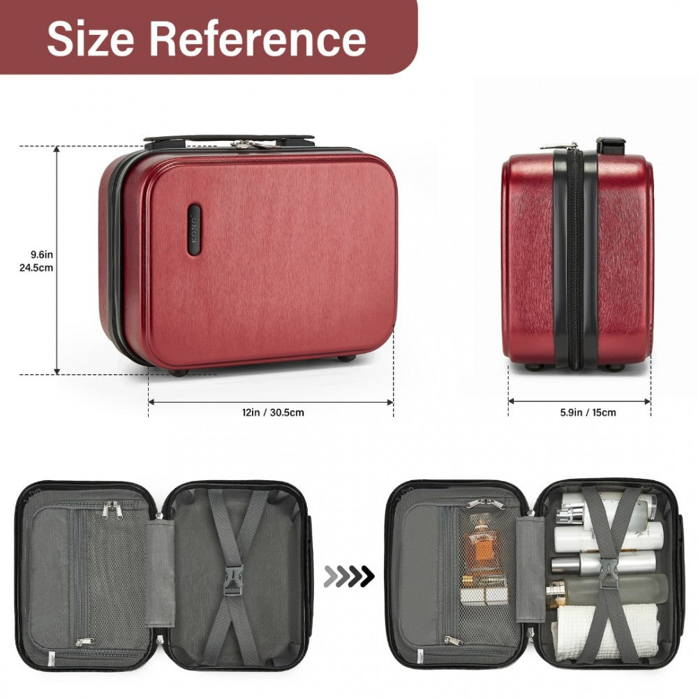 KSK2493 - KONO DURABLE ABS+PC HARDSHELL LUGGAGE SET WITH TSA LOCK 360° SPINNER WHEELS 4-PIECE SET 20/24/28 AND VANITY CASE - BURGUNDY - The Baggage Shop