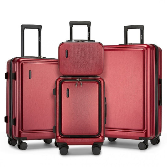 KSK2493 - KONO DURABLE ABS+PC HARDSHELL LUGGAGE SET WITH TSA LOCK 360° SPINNER WHEELS 4-PIECE SET 20/24/28 AND VANITY CASE - BURGUNDY - The Baggage Shop