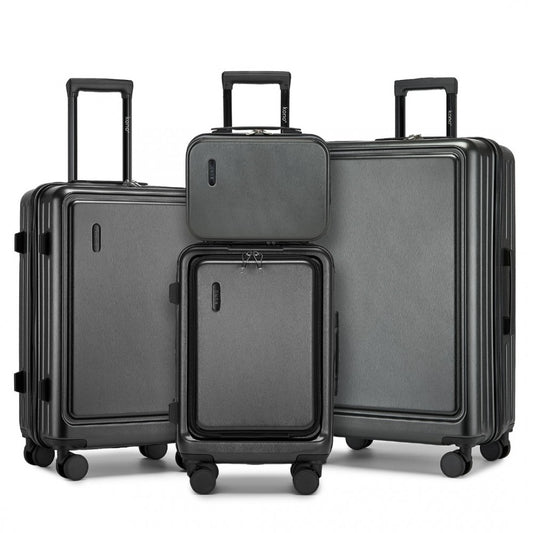 KSK2493 - KONO DURABLE ABS+PC HARDSHELL LUGGAGE SET WITH TSA LOCK 360° SPINNER WHEELS 4-PIECE SET 20/24/28 AND VANITY CASE - GREY - The Baggage Shop