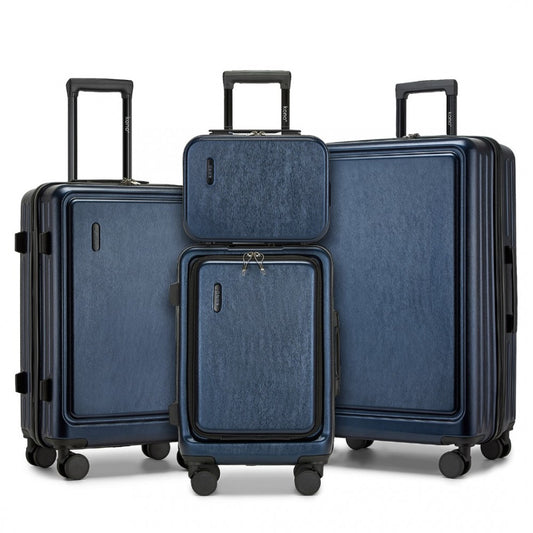 KSK2493 - KONO DURABLE ABS+PC HARDSHELL LUGGAGE SET WITH TSA LOCK 360° SPINNER WHEELS 4-PIECE SET 20/24/28 AND VANITY CASE - NAVY - The Baggage Shop