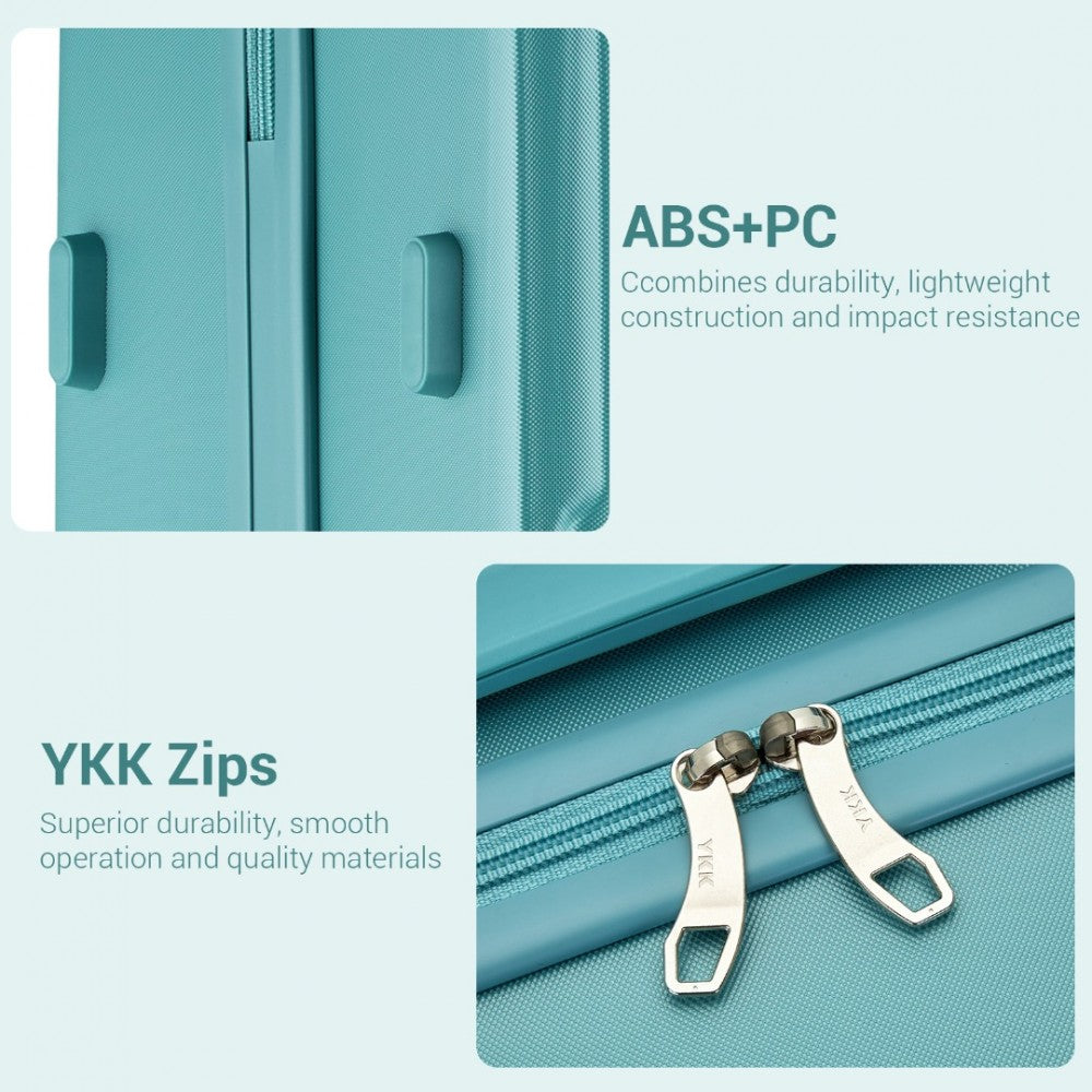 KSK2494 - KONO 3-PIECE MINIMALIST HARD SHELL ABS+PC LUGGAGE SET WITH TSA LOCK AND 360° SPINNER WHEELS - BLUE - The Baggage Shop