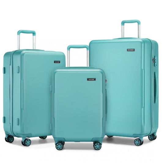 KSK2494 - KONO 3-PIECE MINIMALIST HARD SHELL ABS+PC LUGGAGE SET WITH TSA LOCK AND 360° SPINNER WHEELS - BLUE - The Baggage Shop