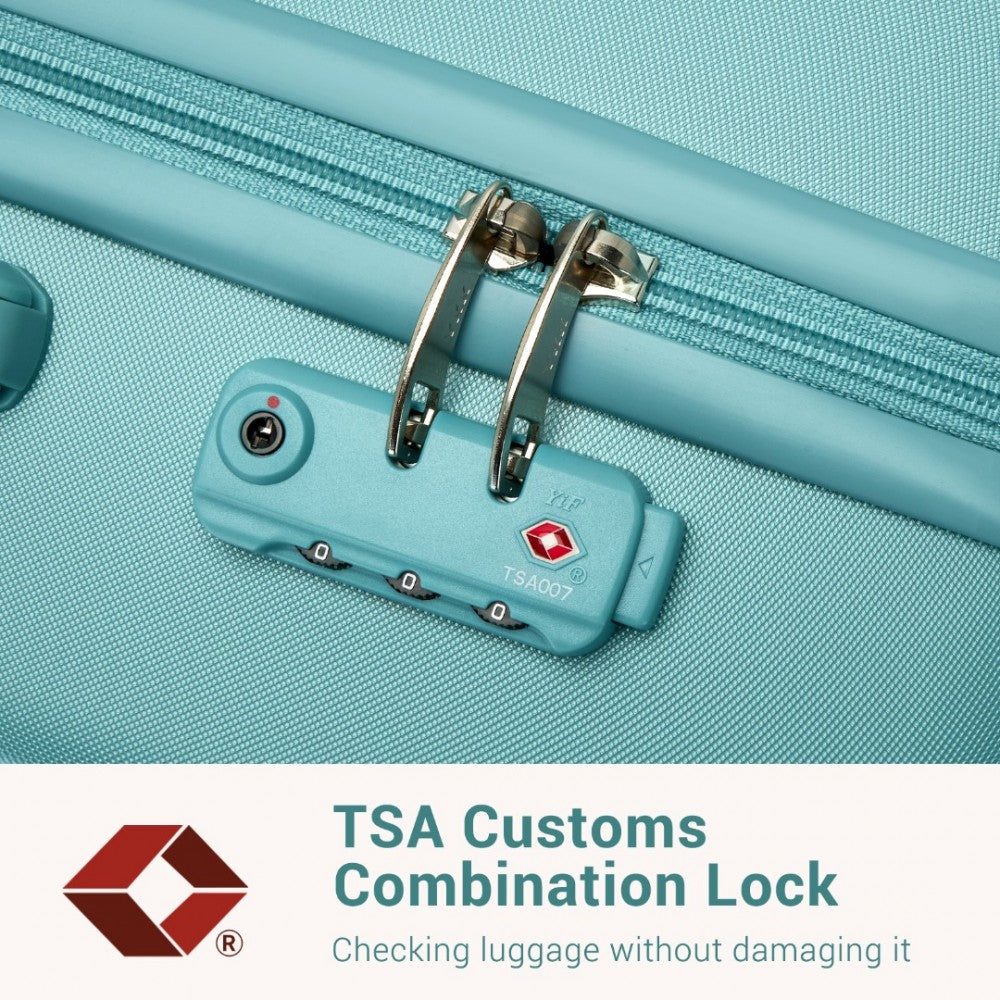 KSK2494 - KONO 3-PIECE MINIMALIST HARD SHELL ABS+PC LUGGAGE SET WITH TSA LOCK AND 360° SPINNER WHEELS - BLUE - The Baggage Shop