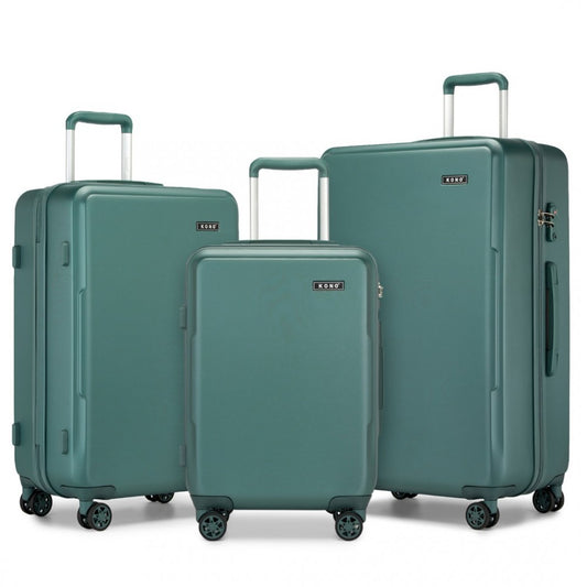 KSK2494 - KONO 3-PIECE MINIMALIST HARD SHELL ABS+PC LUGGAGE SET WITH TSA LOCK AND 360° SPINNER WHEELS - MILITARY GREEN - The Baggage Shop