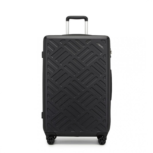 KSS2495 - SUPERCASE 28 INCH SLEEK GEOMETRIC PATTERN HARD SHELL ABS+PC CHECK-IN SUITCASE WITH TSA LOCK FOR EFFORTLESS TRAVEL - BLACK - The Baggage Shop