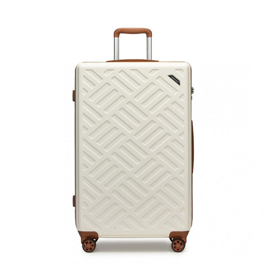 KSS2495 - SUPERCASE 28 INCH SLEEK GEOMETRIC PATTERN HARD SHELL ABS+PC CHECK-IN SUITCASE WITH TSA LOCK FOR EFFORTLESS TRAVEL - CREAM & BROWN - The Baggage Shop