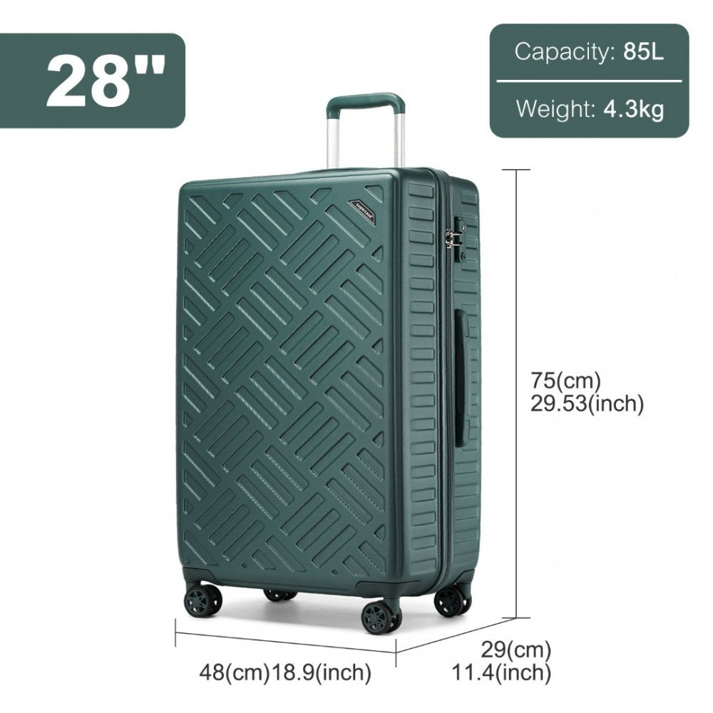 KSS2495 - SUPERCASE 28 INCH SLEEK GEOMETRIC PATTERN HARD SHELL ABS+PC CHECK-IN SUITCASE WITH TSA LOCK FOR EFFORTLESS TRAVEL - MILITARY GREEN - The Baggage Shop