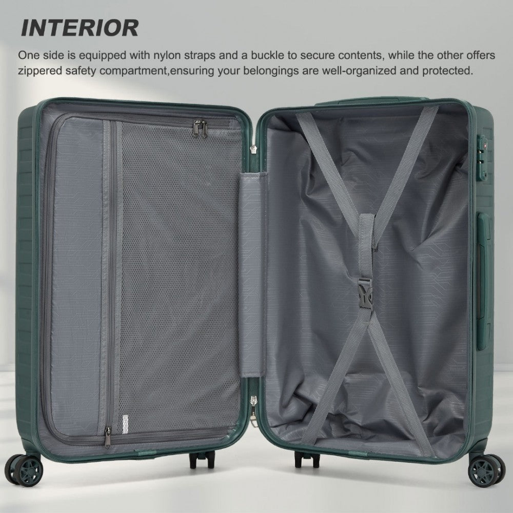 KSS2495 - SUPERCASE 28 INCH SLEEK GEOMETRIC PATTERN HARD SHELL ABS+PC CHECK-IN SUITCASE WITH TSA LOCK FOR EFFORTLESS TRAVEL - MILITARY GREEN - The Baggage Shop