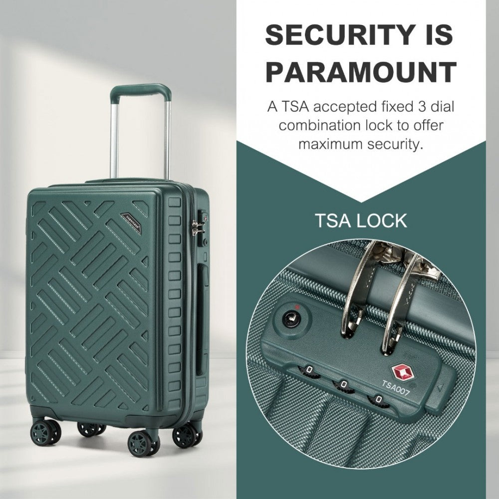 KSS2495 - SUPERCASE 28 INCH SLEEK GEOMETRIC PATTERN HARD SHELL ABS+PC CHECK-IN SUITCASE WITH TSA LOCK FOR EFFORTLESS TRAVEL - MILITARY GREEN - The Baggage Shop