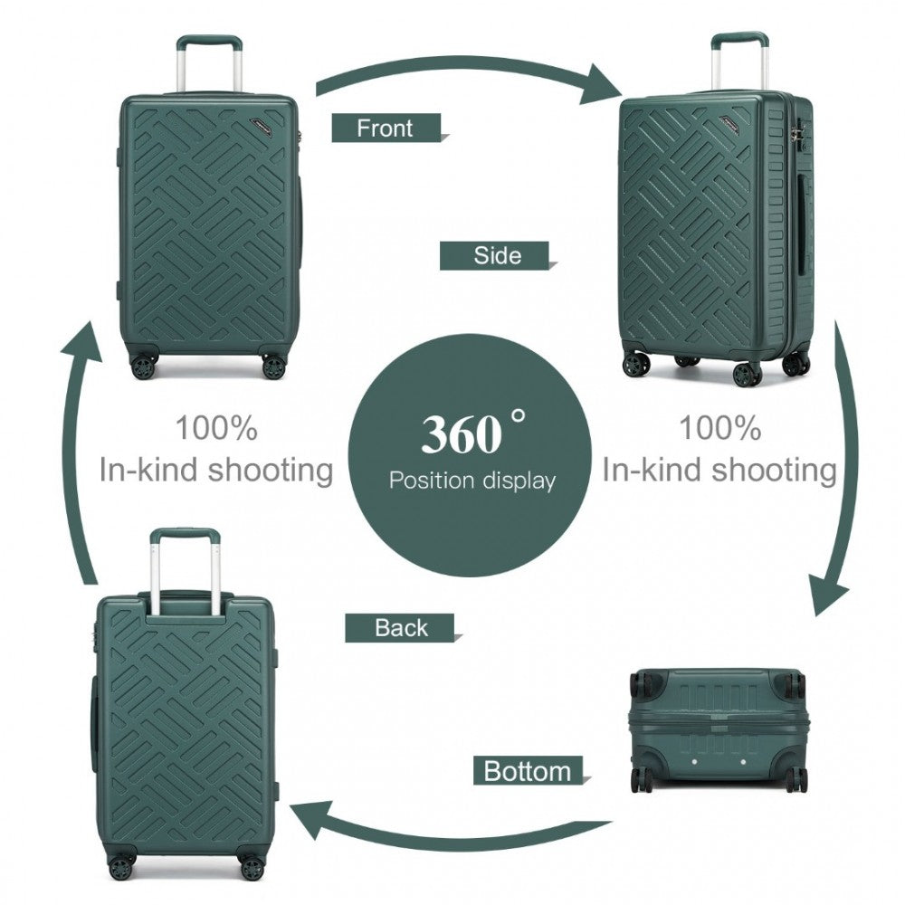 KSS2495 - SUPERCASE 28 INCH SLEEK GEOMETRIC PATTERN HARD SHELL ABS+PC CHECK-IN SUITCASE WITH TSA LOCK FOR EFFORTLESS TRAVEL - MILITARY GREEN - The Baggage Shop