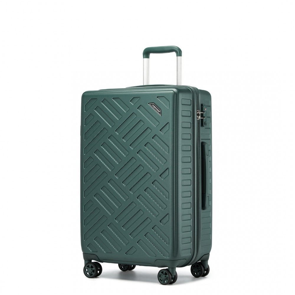 KSS2495 - SUPERCASE 28 INCH SLEEK GEOMETRIC PATTERN HARD SHELL ABS+PC CHECK-IN SUITCASE WITH TSA LOCK FOR EFFORTLESS TRAVEL - MILITARY GREEN - The Baggage Shop