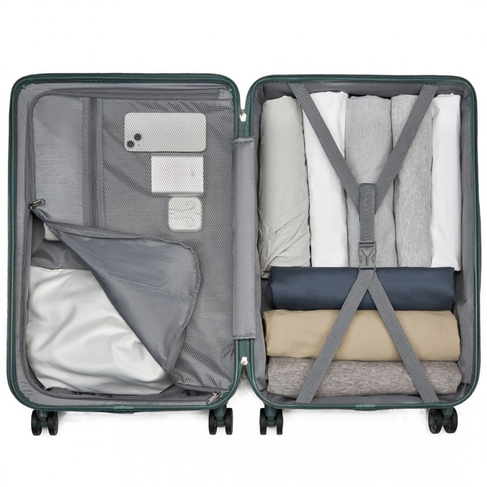 KSS2495 - SUPERCASE 28 INCH SLEEK GEOMETRIC PATTERN HARD SHELL ABS+PC CHECK-IN SUITCASE WITH TSA LOCK FOR EFFORTLESS TRAVEL - MILITARY GREEN - The Baggage Shop