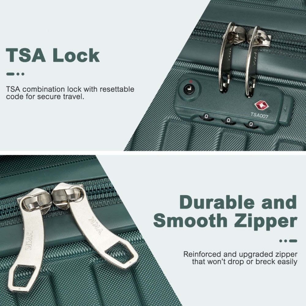 KSS2495 - SUPERCASE 28 INCH SLEEK GEOMETRIC PATTERN HARD SHELL ABS+PC CHECK-IN SUITCASE WITH TSA LOCK FOR EFFORTLESS TRAVEL - MILITARY GREEN - The Baggage Shop