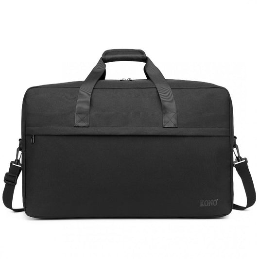 E1960L - KONO LIGHTWEIGHT MULTI PURPOSE UNISEX SPORTS TRAVEL DUFFEL BAG - BLACK - The Baggage Shop