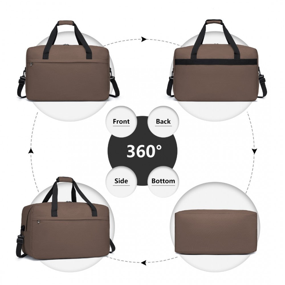 E1960L - KONO LIGHTWEIGHT MULTI PURPOSE UNISEX SPORTS TRAVEL DUFFEL BAG - BROWN - The Baggage Shop