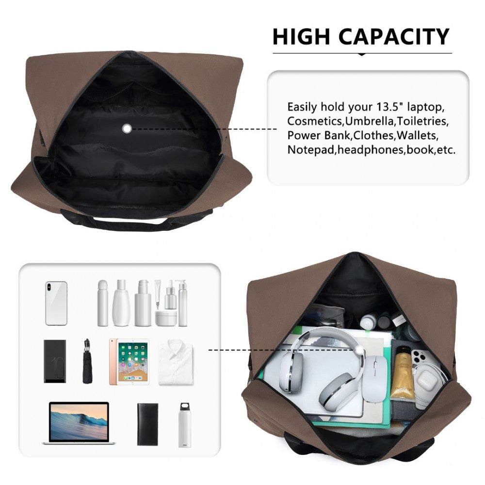 E1960L - KONO LIGHTWEIGHT MULTI PURPOSE UNISEX SPORTS TRAVEL DUFFEL BAG - BROWN - The Baggage Shop