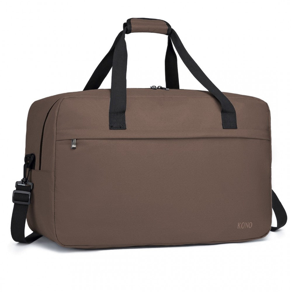 E1960L - KONO LIGHTWEIGHT MULTI PURPOSE UNISEX SPORTS TRAVEL DUFFEL BAG - BROWN - The Baggage Shop