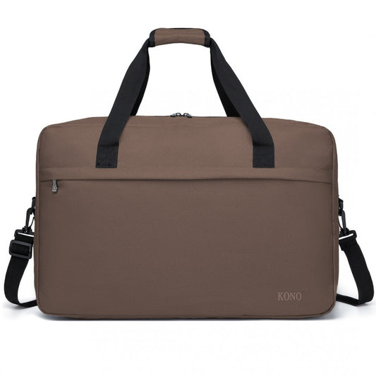 E1960L - KONO LIGHTWEIGHT MULTI PURPOSE UNISEX SPORTS TRAVEL DUFFEL BAG - BROWN - The Baggage Shop