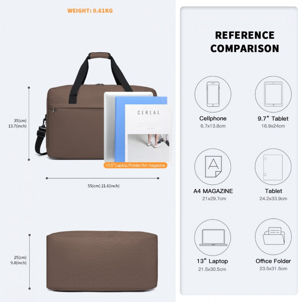 E1960L - KONO LIGHTWEIGHT MULTI PURPOSE UNISEX SPORTS TRAVEL DUFFEL BAG - BROWN - The Baggage Shop